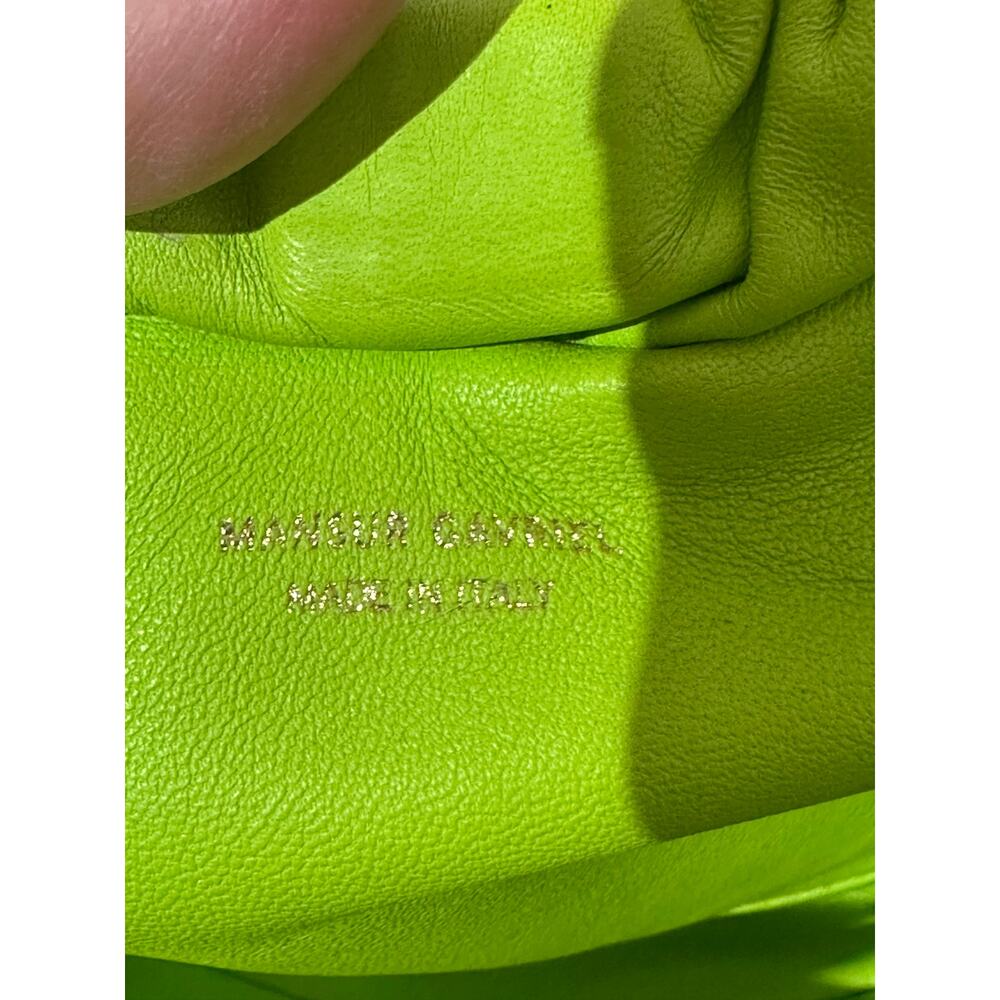 Mansur Gavriel Neon Green Lambskin Leather Mini Cloud Clutch No Strap Purse Bag View 5